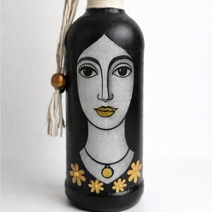 Handcrafted Black and Gold Art Bottle